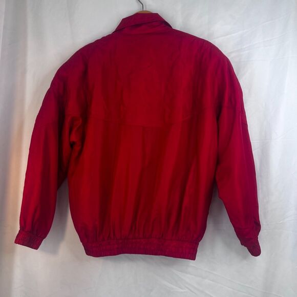 FUDA International VTG 100% Silk Red Full Zip Bomber Jacket Lightweight Size MD - Picture 2 of 15
